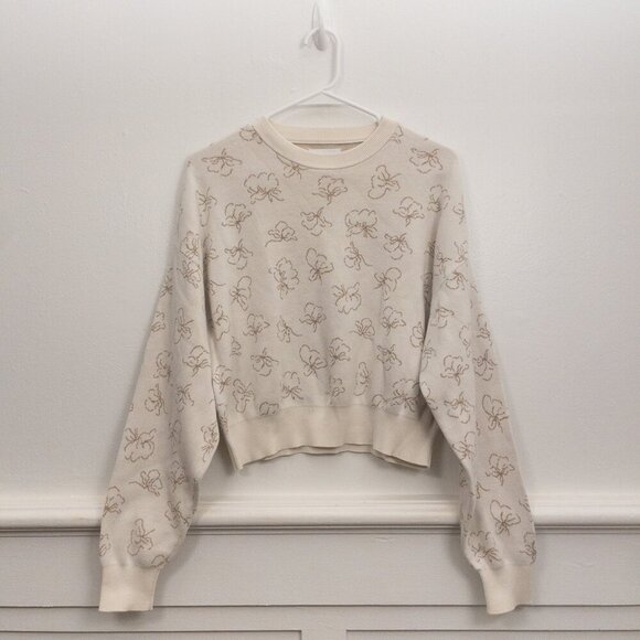 Saturdays NYC Cotton-Silk Floral Embroidered Sweater - Chic & Cozy - Picture 1 of 4